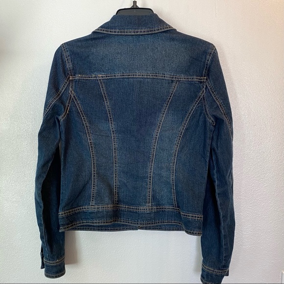 Baccini Jean Jacket With Rhinestone Look Buttons - Picture 5 of 8